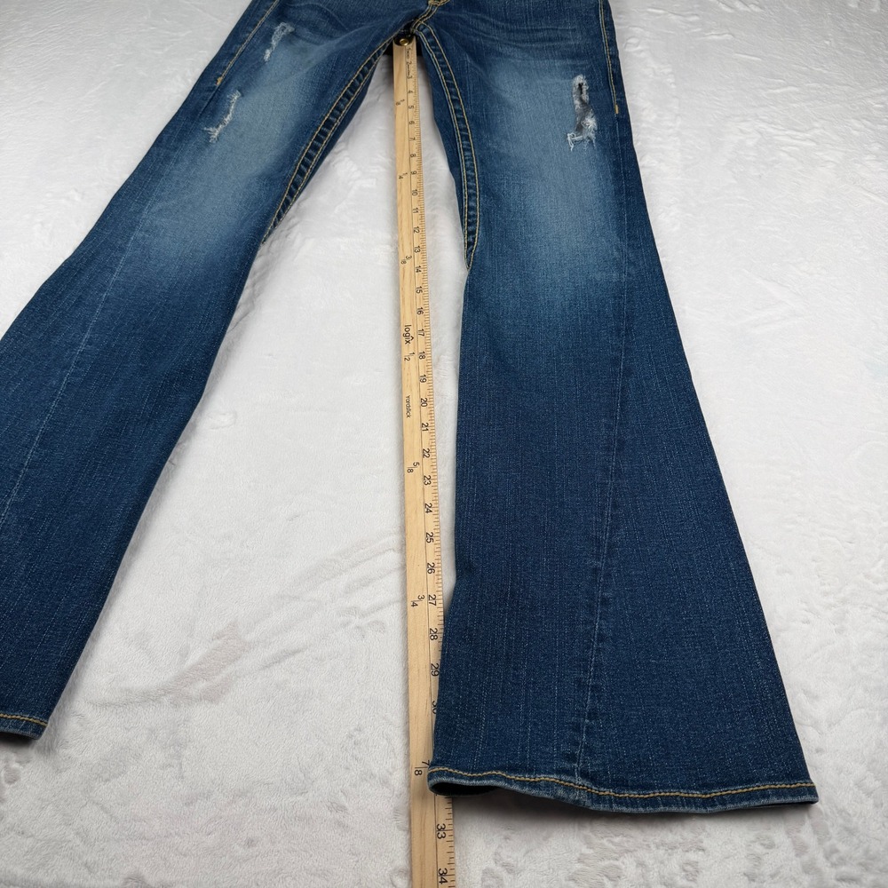VTG True Religion‎ Disco Joey Big T Flare Jeans Y2K Low Rise Studded USA Made 28 - Picture 8 of 10